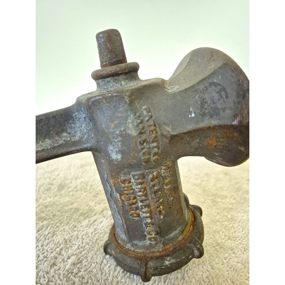 O B No. 8 Vintage Cast Iron Manual Clamp-On Hand Crank Meat Grinder